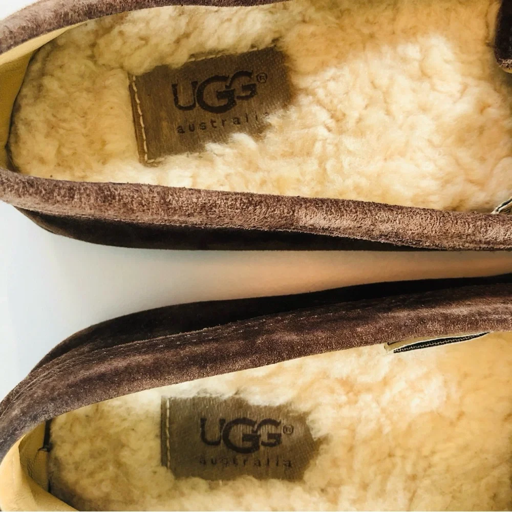 UGG Thelma Brown Suede Shearling Lined Driving Loafers Size 6 EU 37
